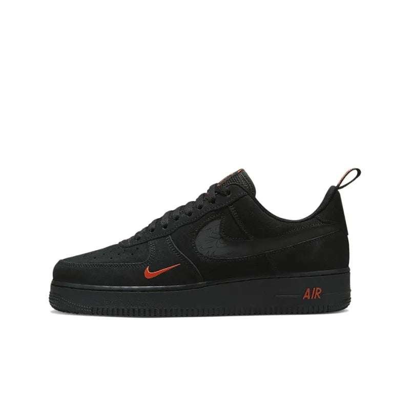 NikeAirForce1LowMultiSwooshBlackCrimson_1 Nike Air Force 1 Low Multi Swoosh Black Crimson - Image 1
